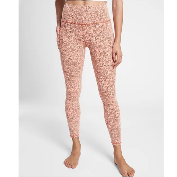 NWOT! Women’s Athleta Salutation Stash textured rust/white cheetah leggings XSP - Picture 1 of 5